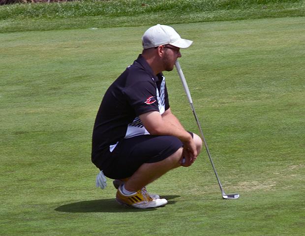 Dru Hein, pictured here, shot a 78 in today's third round of the national tournament. It was his lowest round of the tournament. Photo by Owens Sports Information