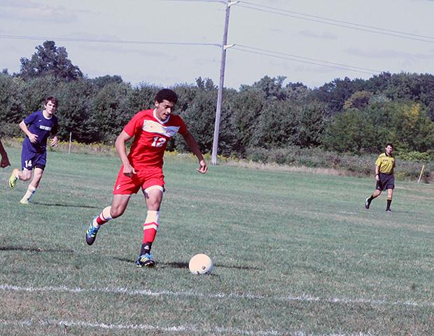 Ahmad Jarrar, pictured here, had two goals and one assist today. Photo by Nicholas Huenefeld/Owens Sports Information