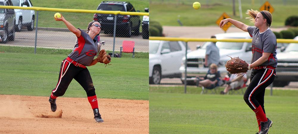 Brittany George (L) and Paige Younker (R) each had two hits today. Photos by Nicholas Huenefeld/Owens Sports Information