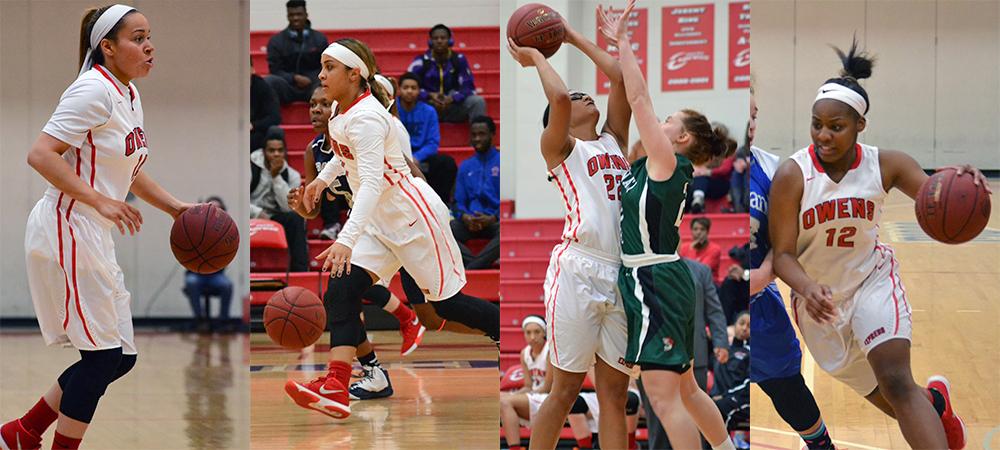 Gulley, Williams, Reese and Reynolds earned All-OCCAC honors. Photos by Amanda Aylwin/Owens Sports Information