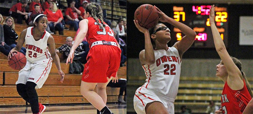 Ariel Bethea and Jeryn Reese (L to R) each had 16 points today. Photos by Nicholas Huenefeld/Owens Sports Information