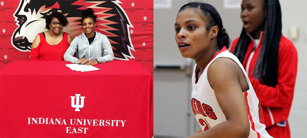 Sybil Roseboro, pictured with her mother on the left, will play at Indiana University East after two very successful years at Owens.