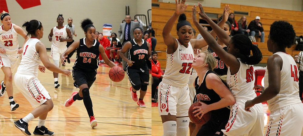 Ariel Bethea (left) and Haili Mossing (right) combined for 29 points in yesterday's win over No. 20 Sinclair.