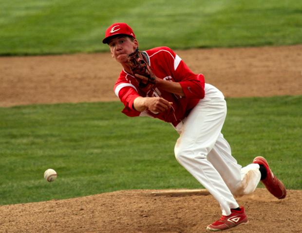 Clayton Ruch delivers a pitch in the ninth inning. He picked up his sixth save of the season, which ties a school record. Below, Daniel Heatherly takes off for second base. He picked up the win in relief. Photos by Cherie Guthrie/Owens Sports Information