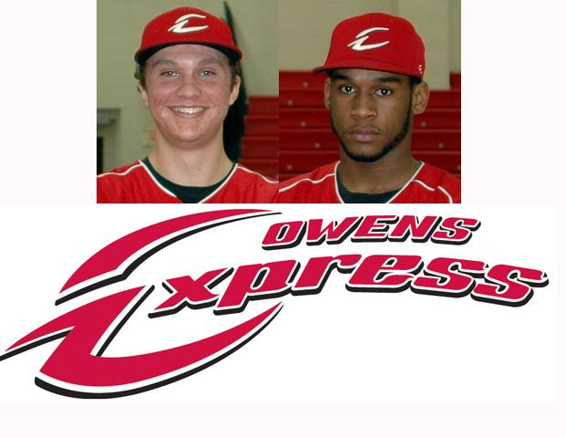 Logan Shullick, left, went 2-for-5, while Nick Collins, right, hit a solo home run in the second inning to lead the Express offense in an 8-3 loss to Kellogg CC.