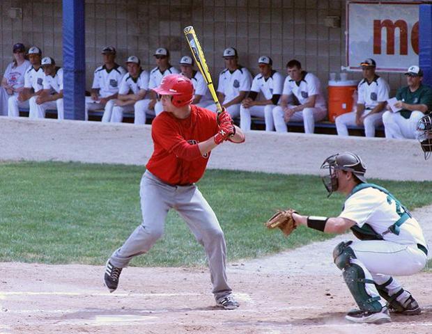 Logan Shullick prepares to swing during an at bat in the Region XII tournament this past season. The sophomore has signed with Tiffin University after leading the Express in batting average as a sophomore. Photo by Rudy Yovich/Owens Sports Information