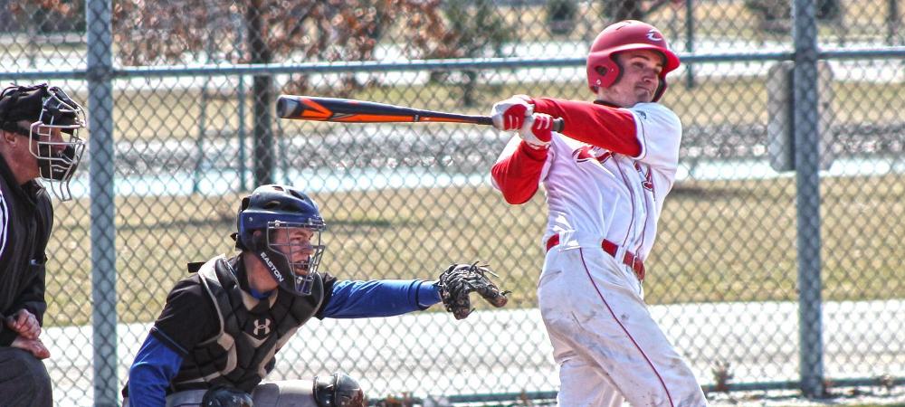 Charlie Sipe, pictured here, had two hits and two RBI in yesterday's doubleheader vs Lakeland. Photo by Tobias Flemming/Owens Sports Information