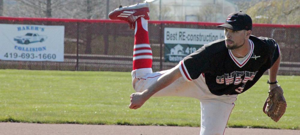Noah Pierce is shown here delivering a pitch. Photo by Nicholas Huenefeld/Owens Sports Information