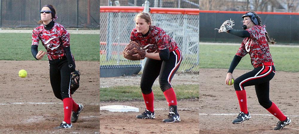 Benschoter, Rolf, Minarchick (L to R) performed well for Owens today in a sweep of Heidelberg. Photos by Nicholas Huenefeld/Owens Sports Information